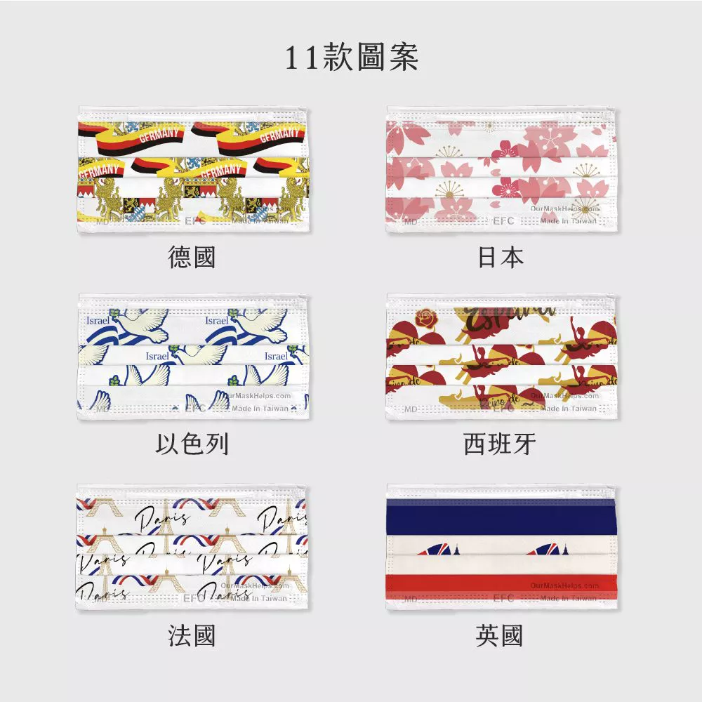 東野 - 環遊系列台灣製/雙鋼印醫療級成人口罩(拋棄式未滅菌)-荷蘭 (17.5×9.5cm)-10入/盒