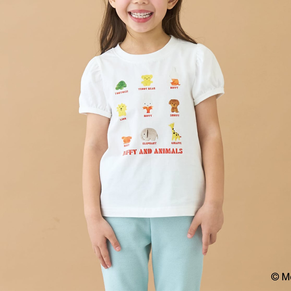 日本 Lycee mine - miffy聯名 速乾抗皺印花泡泡短袖上衣-白