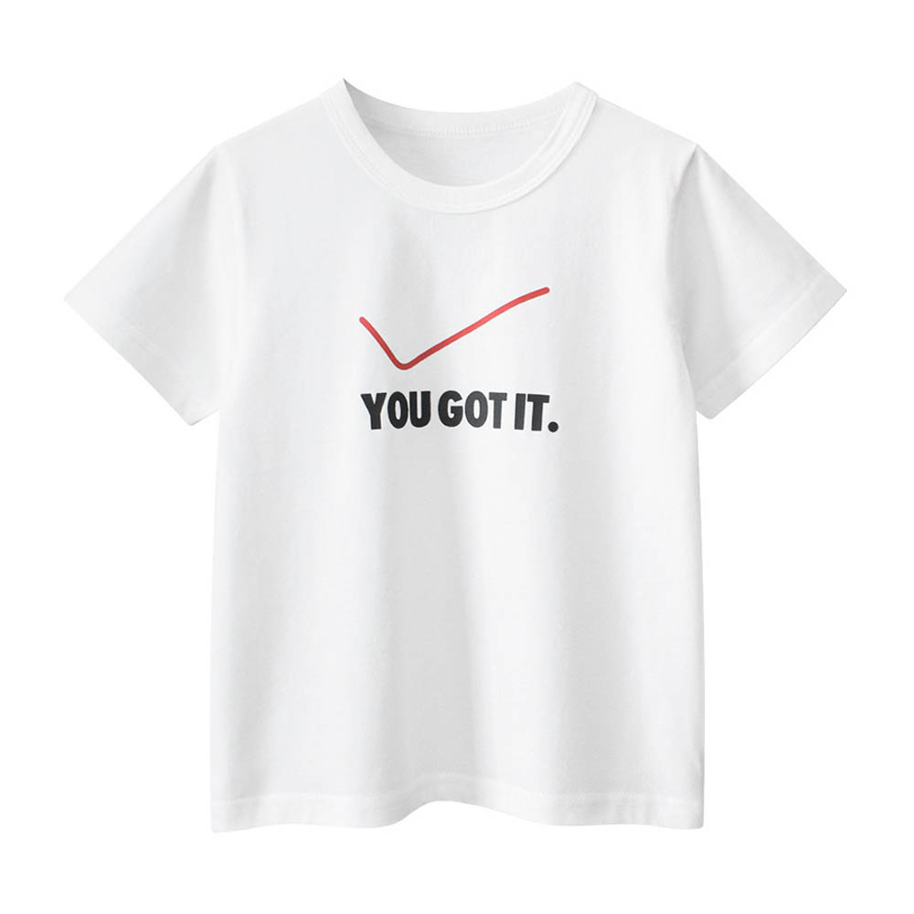 27KIDS - 純棉短袖上衣-YOU GOT IT-米白