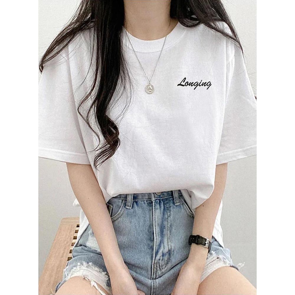 日本 GRL - 美式簡約刺繡logo寬版短袖T恤-象牙米 (F)