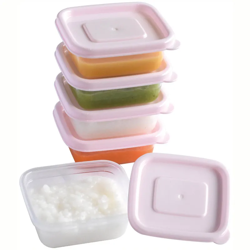 akachan honpo - 離乳食品儲存容器-方形S號-粉紅色-5個入/60ml-日本製