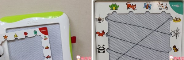 紙卡可以剛好卡在畫板上，接著就能拿磁性筆來連連看囉！