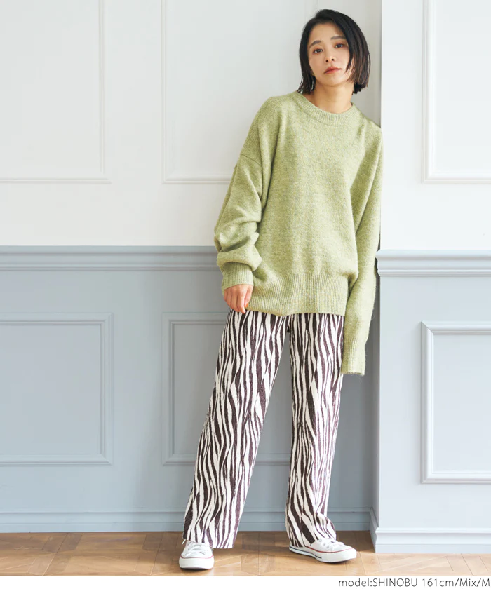 日本 COCA - 時尚斑馬紋垂墜長褲-摩卡