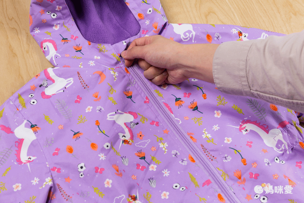 加絨款兒童防潑水衝鋒外套-獨角獸-淺紫色