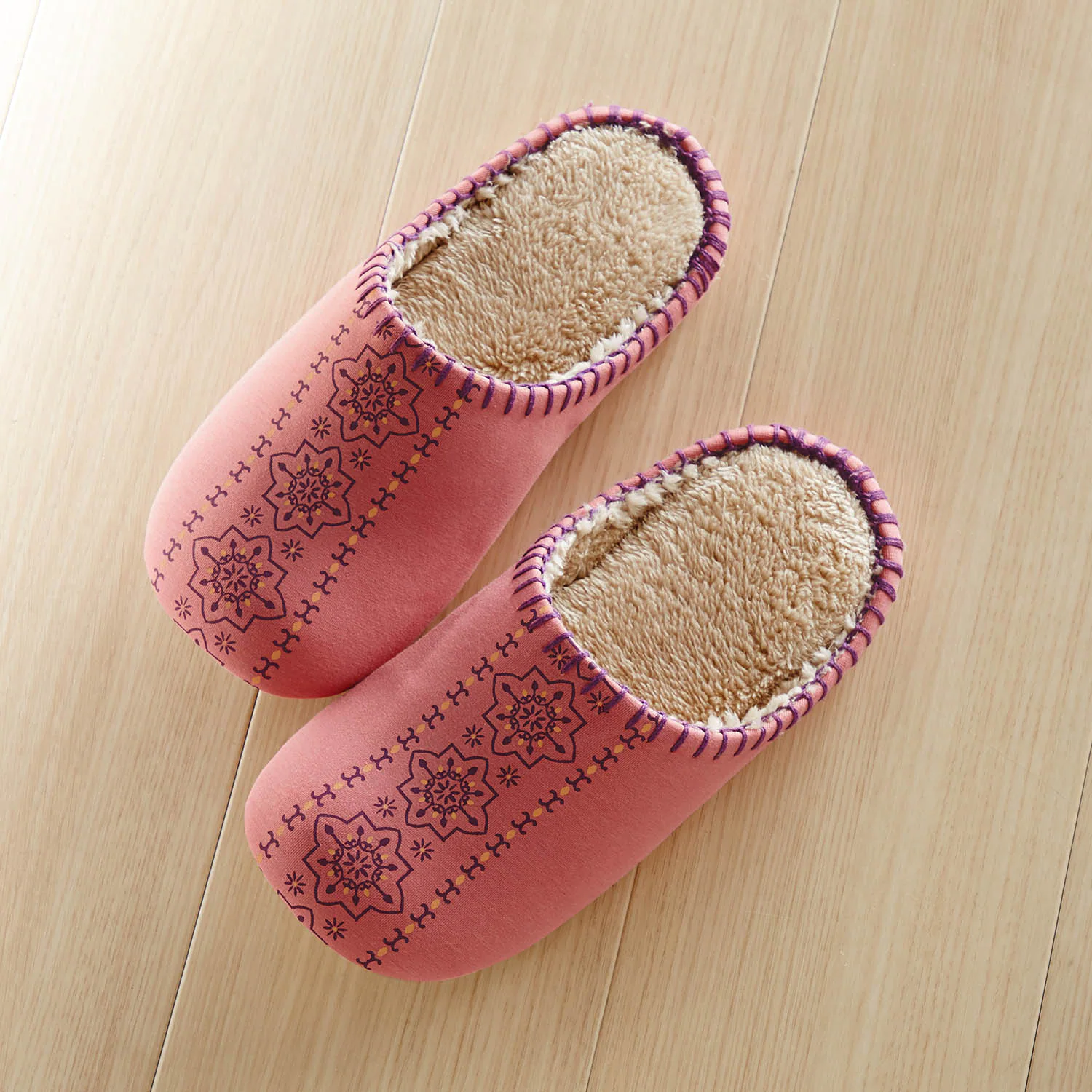 日本千趣會 - 北歐風 低反發減壓室內拖鞋-保暖刷毛-海軍藍