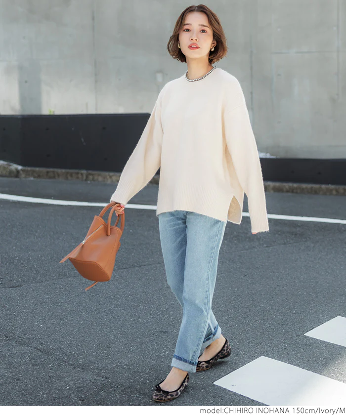 日本 COCA - 百搭舒膚柔軟針織毛衣-圓領-深可可