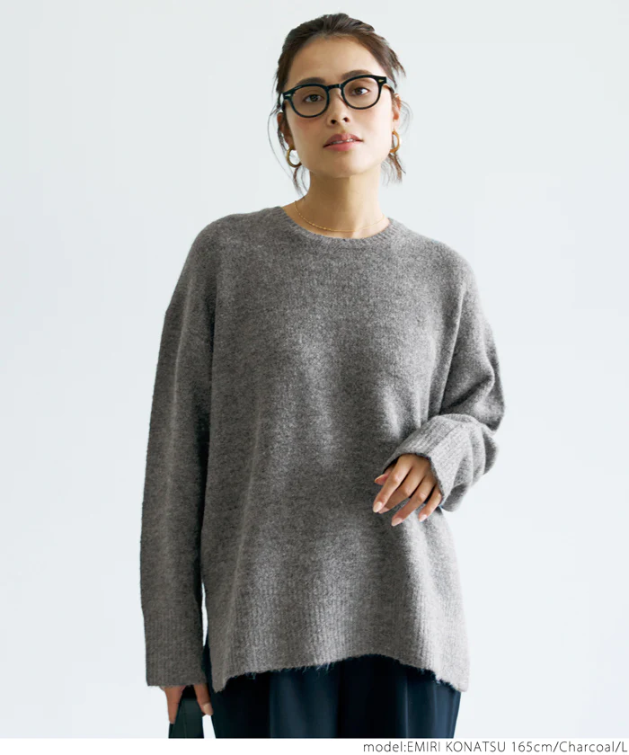 日本 COCA - 百搭舒膚柔軟針織毛衣-圓領-深可可