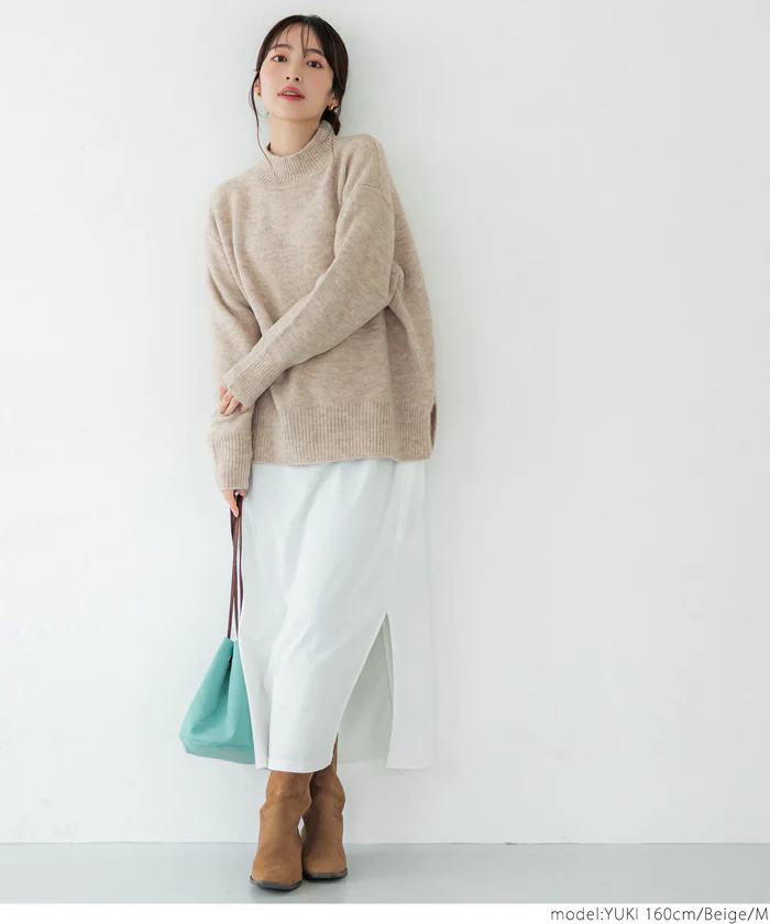 日本 COCA - 百搭舒膚柔軟針織毛衣-微立領-天空藍