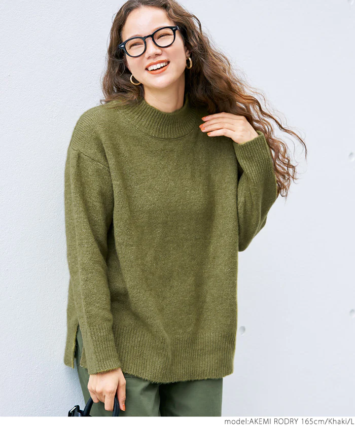 日本 COCA - 百搭舒膚柔軟針織毛衣-微立領-天空藍