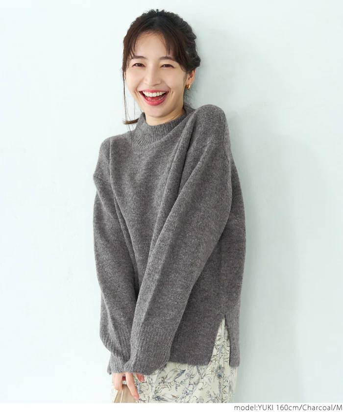 日本 COCA - 百搭舒膚柔軟針織毛衣-微立領-天空藍