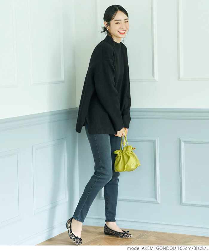 日本 COCA - 百搭舒膚柔軟針織毛衣-微立領-天空藍