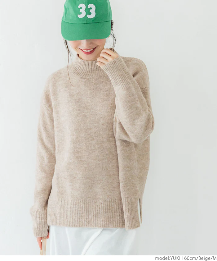 日本 COCA - 百搭舒膚柔軟針織毛衣-微立領-天空藍