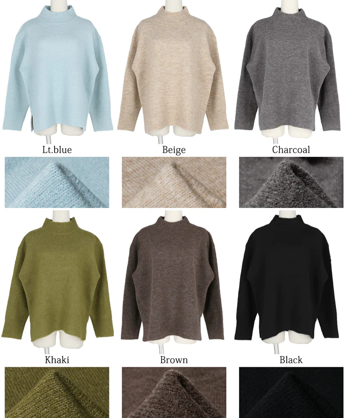 日本 COCA - 百搭舒膚柔軟針織毛衣-微立領-天空藍