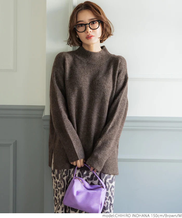 日本 COCA - 百搭舒膚柔軟針織毛衣-微立領-天空藍