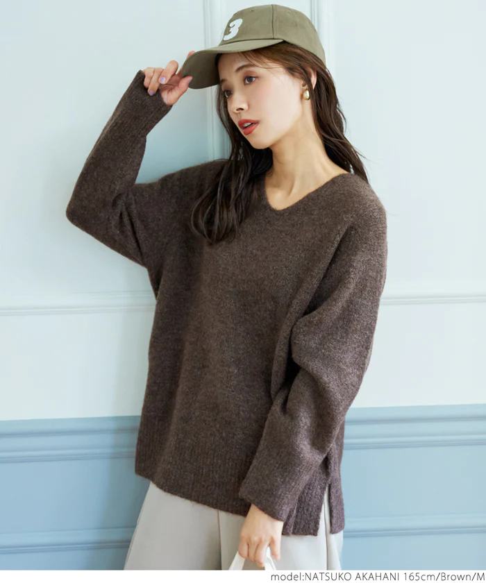 日本 COCA - 百搭舒膚柔軟針織毛衣-V領-淺黃綠