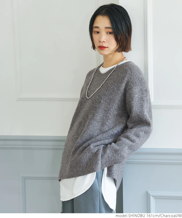 日本 COCA - 百搭舒膚柔軟針織毛衣-V領-淺黃綠