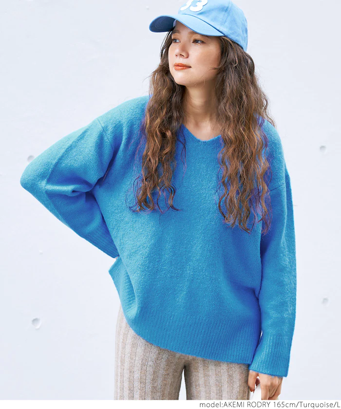 日本 COCA - 百搭舒膚柔軟針織毛衣-V領-淺黃綠