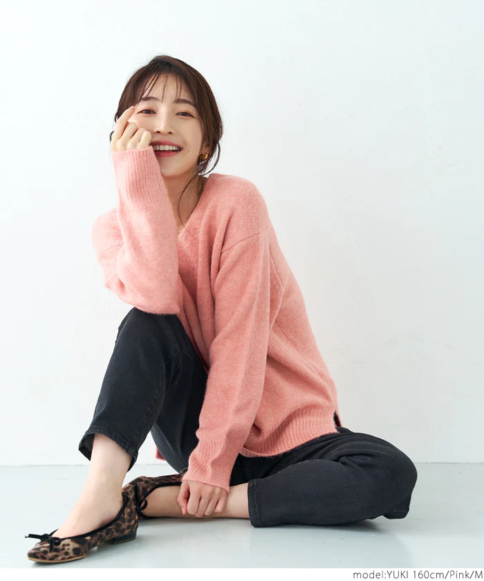 日本 COCA - 百搭舒膚柔軟針織毛衣-V領-淺黃綠