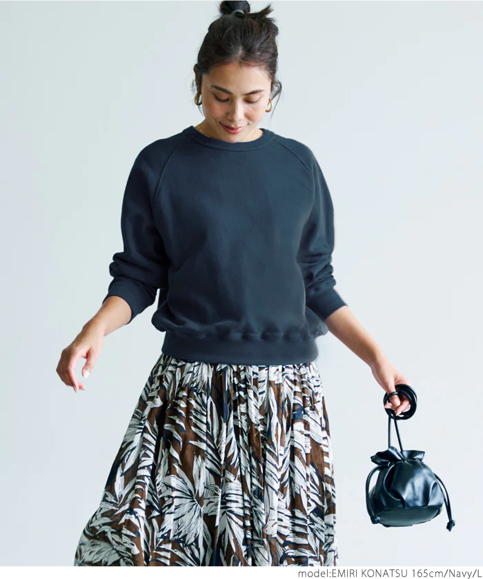 日本 COCA - 百搭圓領裏毛長袖上衣-大人-橘