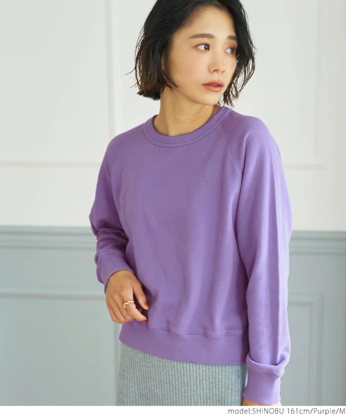 日本 COCA - 百搭圓領裏毛長袖上衣-大人-橘