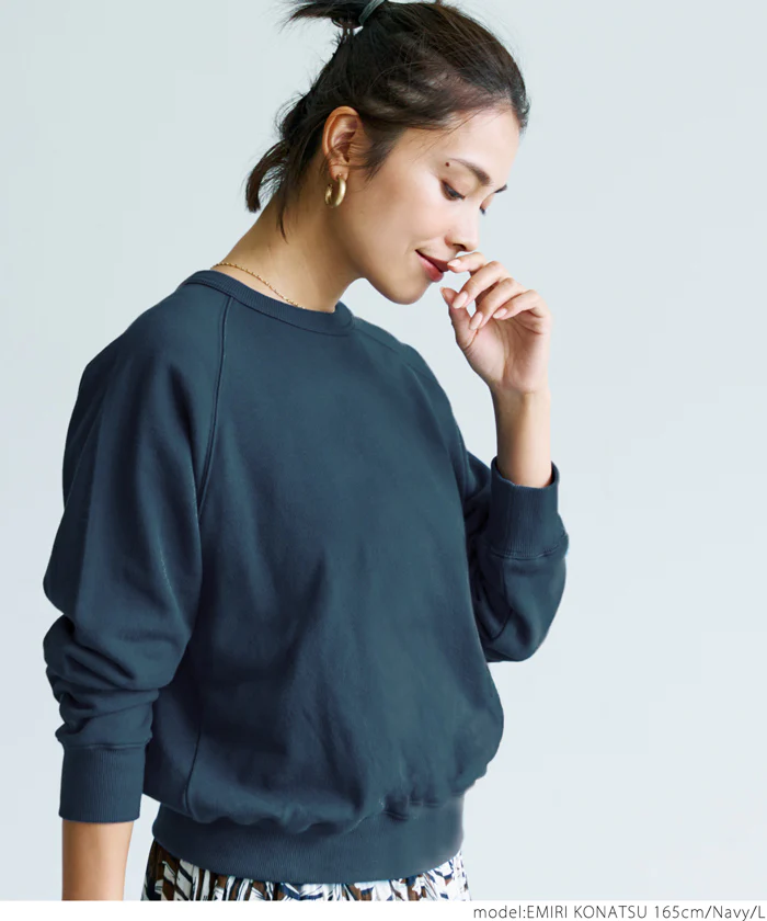 日本 COCA - 百搭圓領裏毛長袖上衣-大人-橘