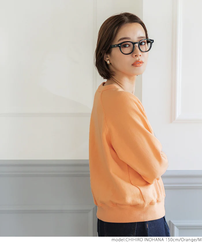 日本 COCA - 百搭圓領裏毛長袖上衣-大人-橘