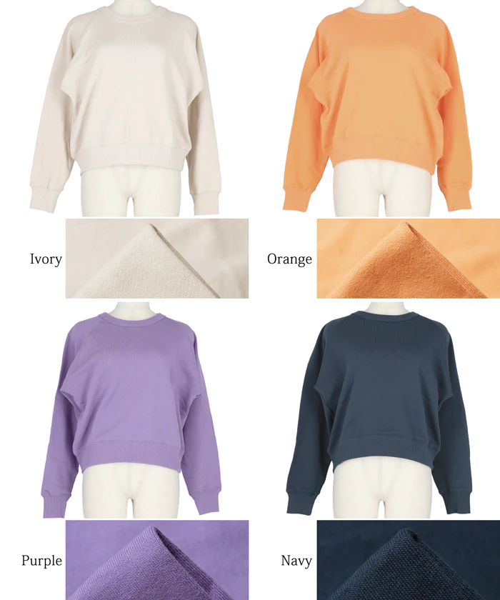 日本 COCA - 百搭圓領裏毛長袖上衣-大人-橘