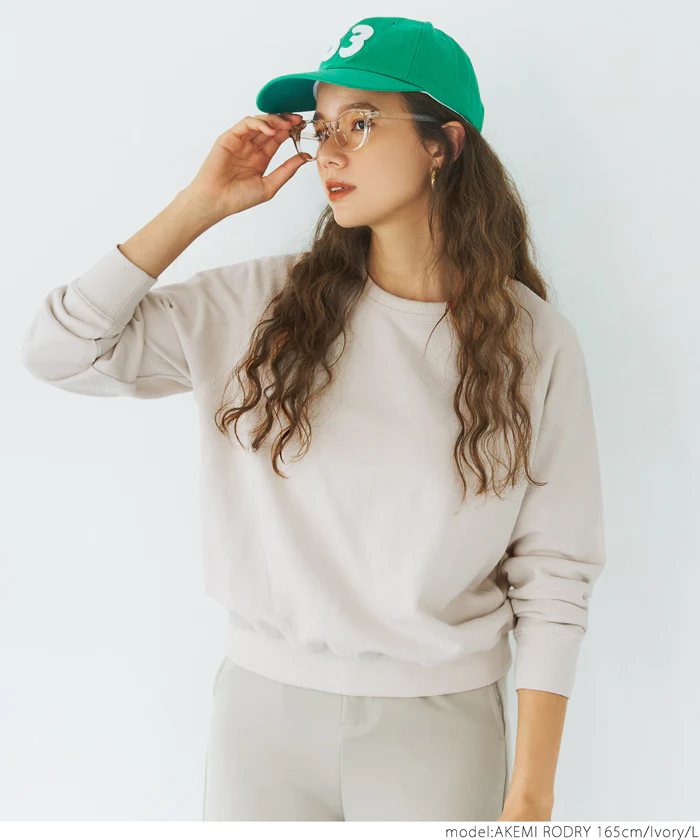 日本 COCA - 百搭圓領裏毛長袖上衣-大人-橘