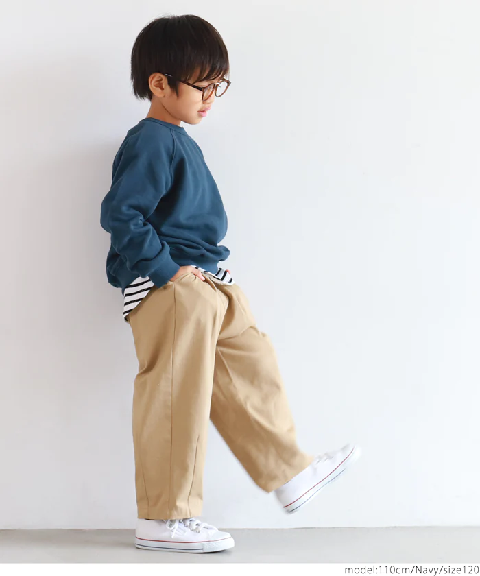 日本 COCA - 百搭圓領裏毛長袖上衣-孩子-淺紫