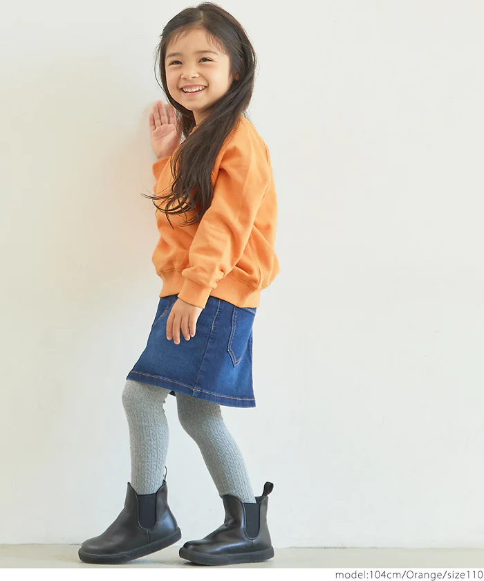 日本 COCA - 百搭圓領裏毛長袖上衣-孩子-淺紫