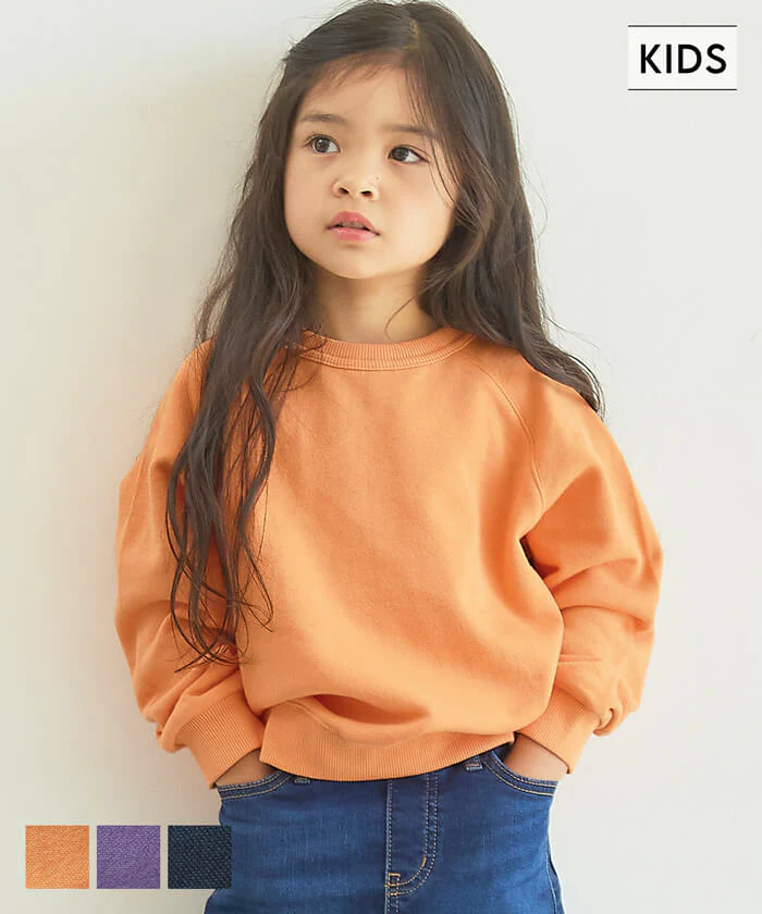 日本 COCA - 百搭圓領裏毛長袖上衣-孩子-淺紫