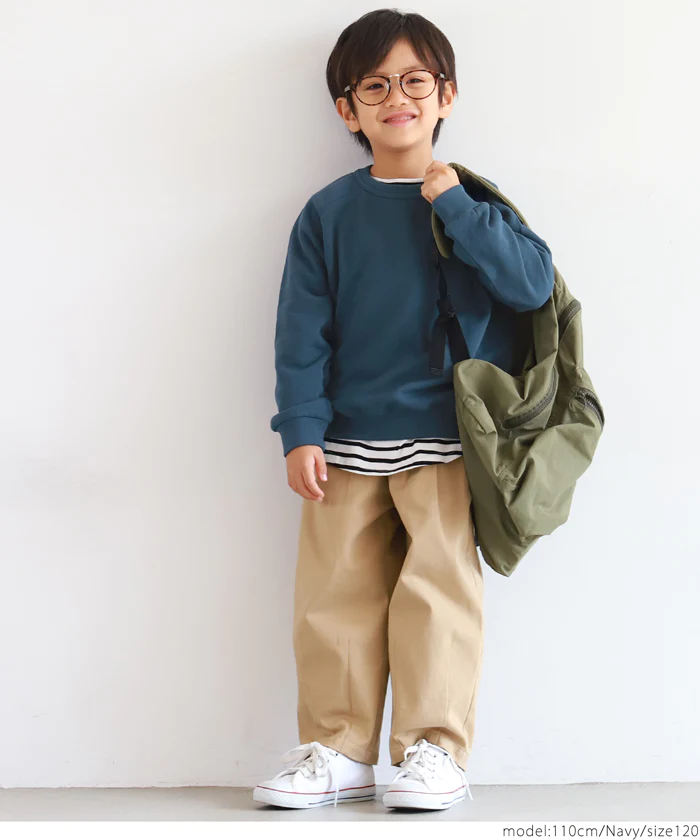 日本 COCA - 百搭圓領裏毛長袖上衣-孩子-淺紫