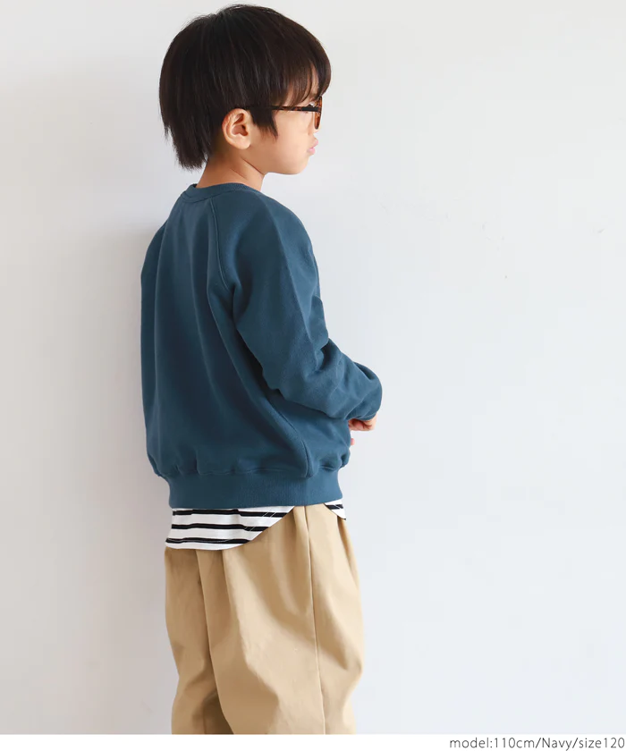 日本 COCA - 百搭圓領裏毛長袖上衣-孩子-淺紫