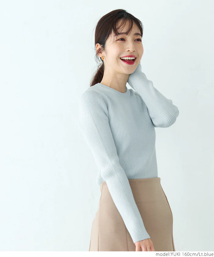 日本 COCA - 極上厚磅 彈性羅紋針織上衣-圓領-黑