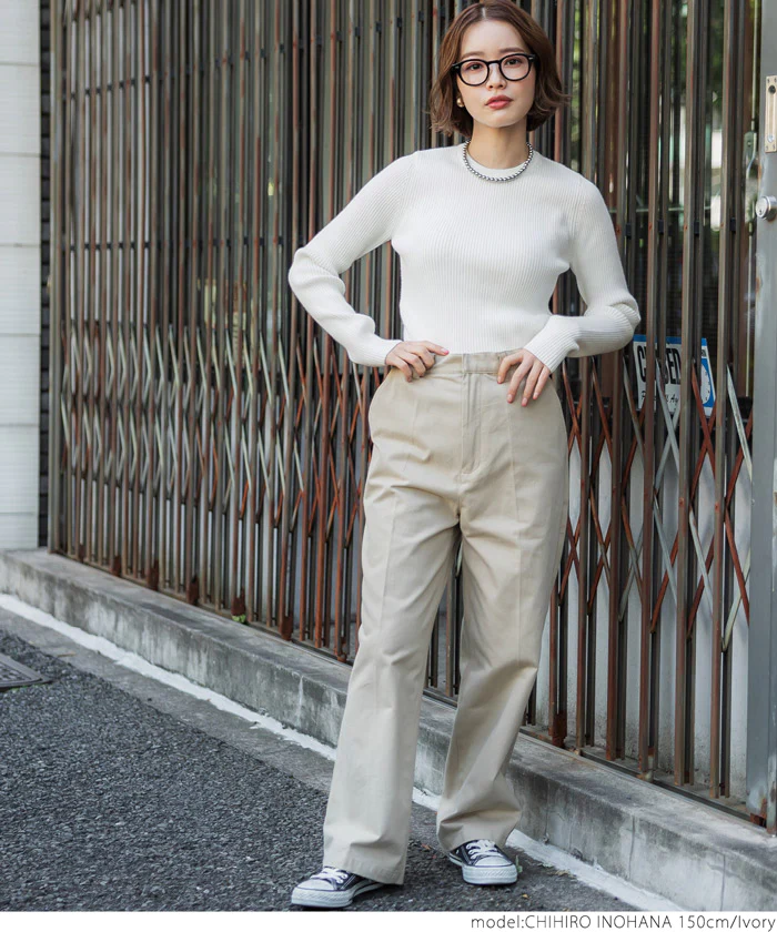 日本 COCA - 極上厚磅 彈性羅紋針織上衣-圓領-黑