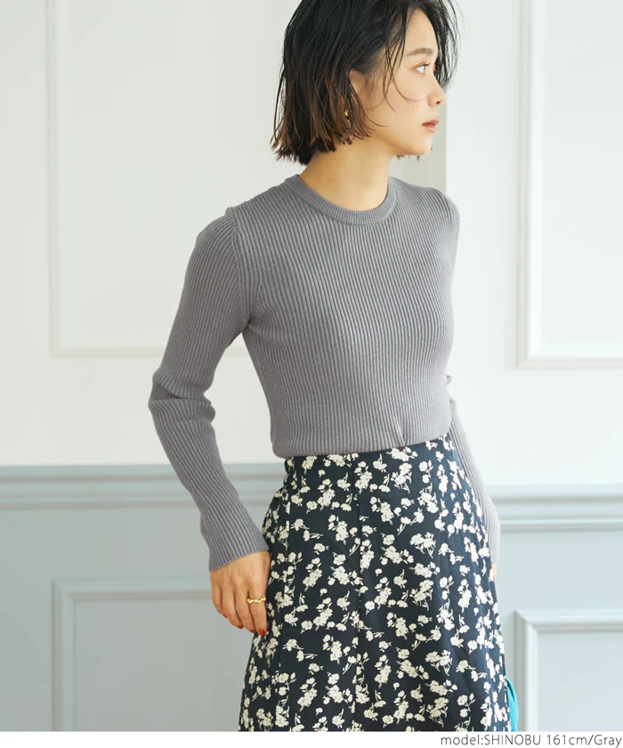 日本 COCA - 極上厚磅 彈性羅紋針織上衣-圓領-黑