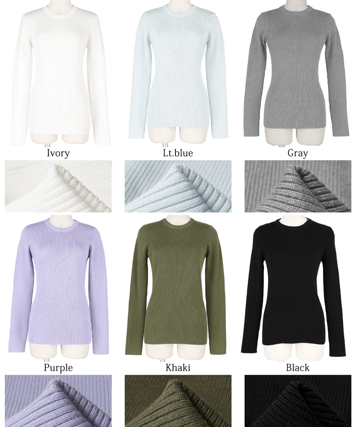 日本 COCA - 極上厚磅 彈性羅紋針織上衣-圓領-黑