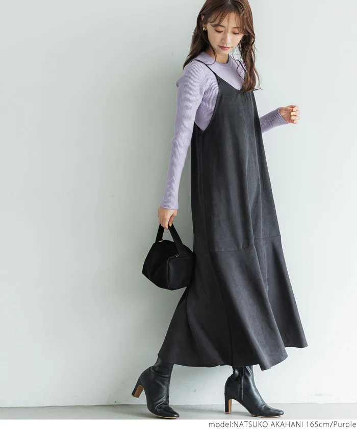 日本 COCA - 極上厚磅 彈性羅紋針織上衣-圓領-黑