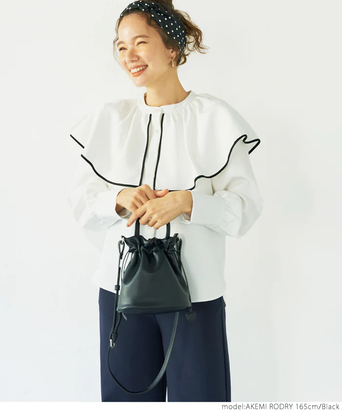 日本 COCA - 時尚皮質束口手提包/側背包-煙燻粉