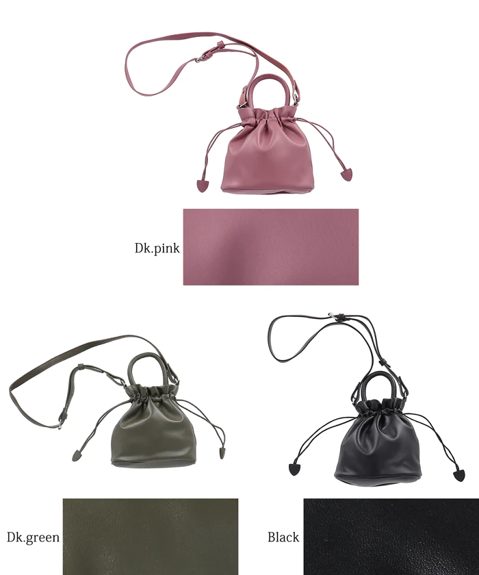 日本 COCA - 時尚皮質束口手提包/側背包-煙燻粉