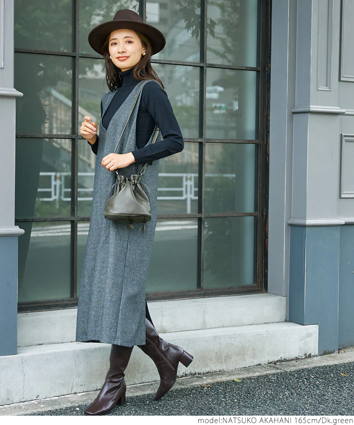 日本 COCA - 時尚皮質束口手提包/側背包-煙燻粉