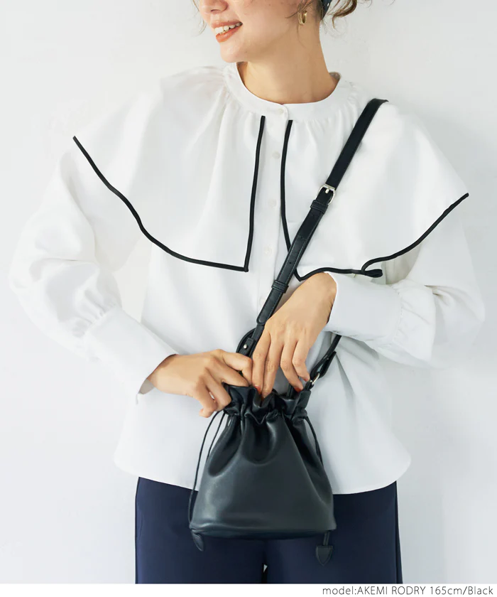 日本 COCA - 時尚皮質束口手提包/側背包-煙燻粉