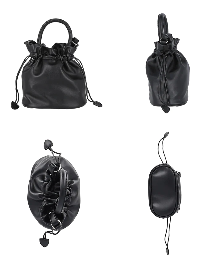 日本 COCA - 時尚皮質束口手提包/側背包-煙燻粉