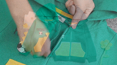 純棉立體造型連帽外套-足球-藍+黃