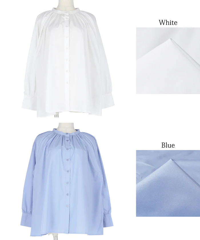 日本 COCA - 她很漂亮寬鬆泡泡袖襯衫-白