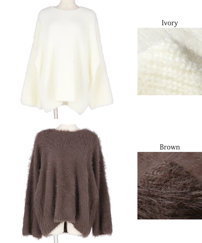 日本 COCA - 時尚短絨圓領針織毛衣-大人-咖啡