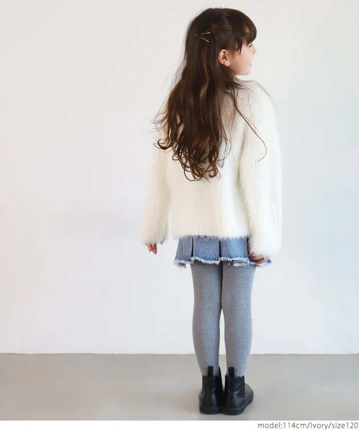 日本 COCA - 時尚短絨圓領針織毛衣-孩子-咖啡