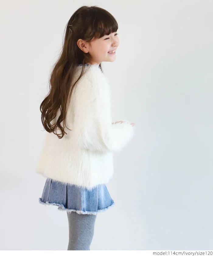 日本 COCA - 時尚短絨圓領針織毛衣-孩子-咖啡