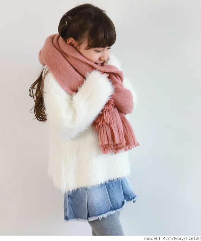 日本 COCA - 時尚短絨圓領針織毛衣-孩子-咖啡