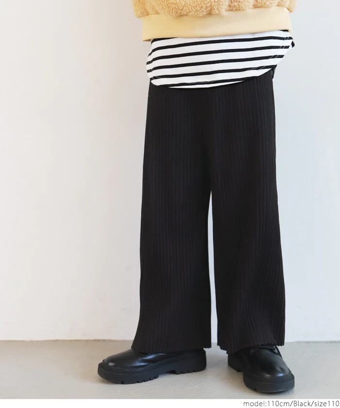 日本 COCA - [可剪裁] 顯瘦百摺垂墜長褲-孩子-米杏